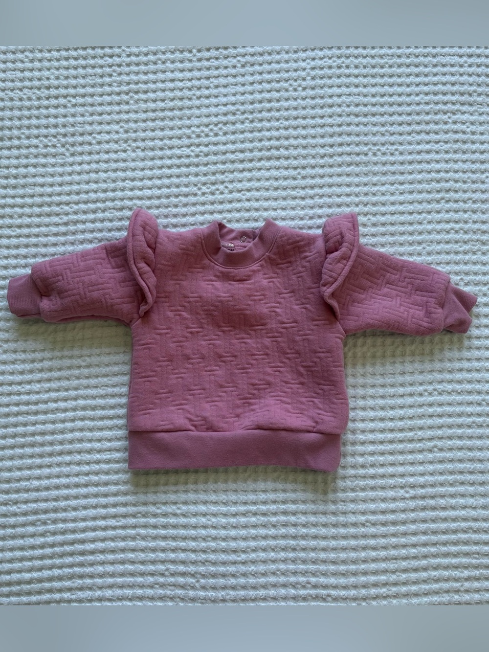 Baker by Ted Baker Baby Girl Ruffle Sleeve Quilted Sweatshirt Mauve Pink 0-3M